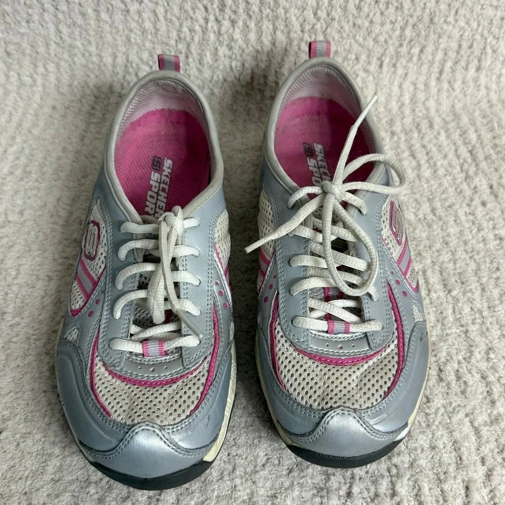 Skechers Size‎ 7 Sport Muse 11442 Silver/Pink/Wht Sneakers Athletic Shoes
